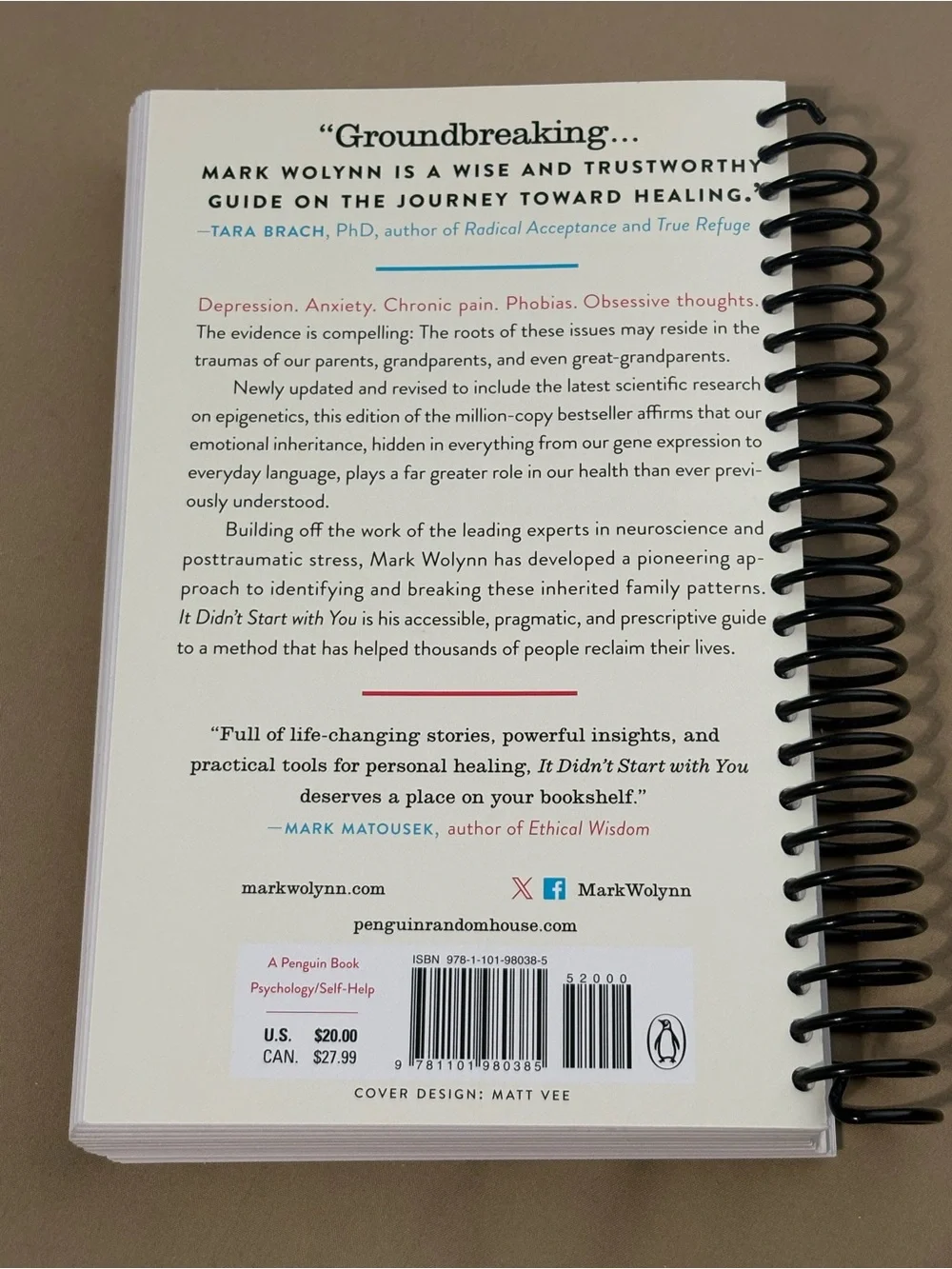 It Didn't Start With You by Mark Wolynn - Spiral Bound Book